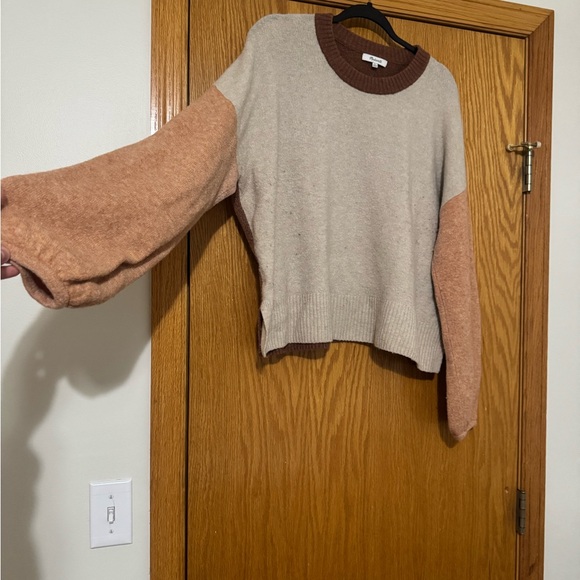 Madewell Colorblock Sweater - Cream and Tan - Picture 3 of 8